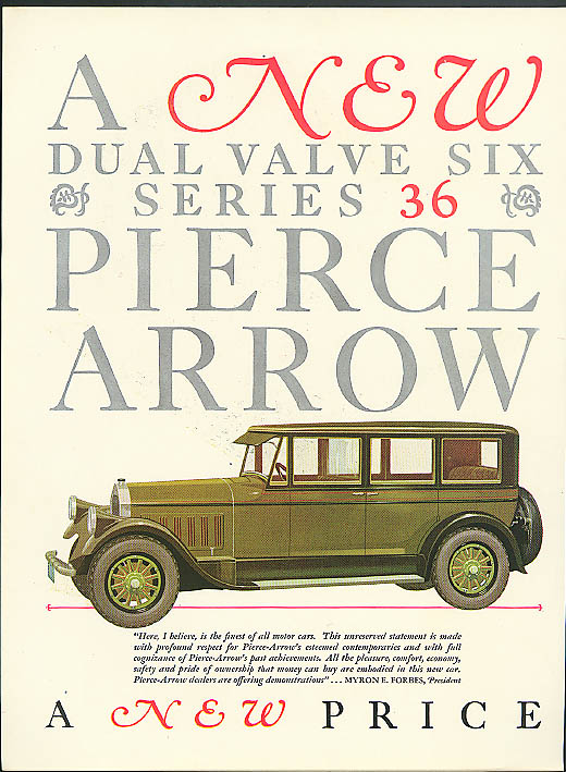 Image for A new Dual Valve Six Series 36 Pierce-Arrow ad 1927 olive car